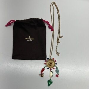 Kate Spade Fiesta Charm Necklace Chihuahua Dog Sombrero Hat Lizard Taco Catcus